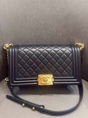 Chanel Classic Medium Leboy Black Calfskin GHW series 20 Full Set No Receipt
